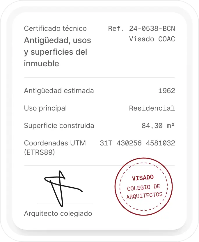 Certificado antiguedad usos y superficies barcelona